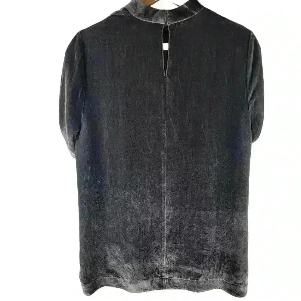 Madewell Top Womens Small Dark Brown Silk Blend Velvet Choker Gothic Metallic - Picture 3 of 10